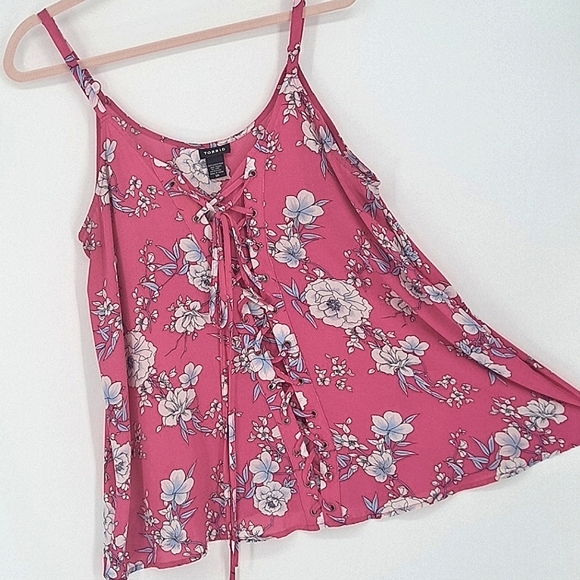 💜 2/$36 💜Torrid Hot Pink Sophie Georgette Lace-up Swing Cami - Picture 9 of 12